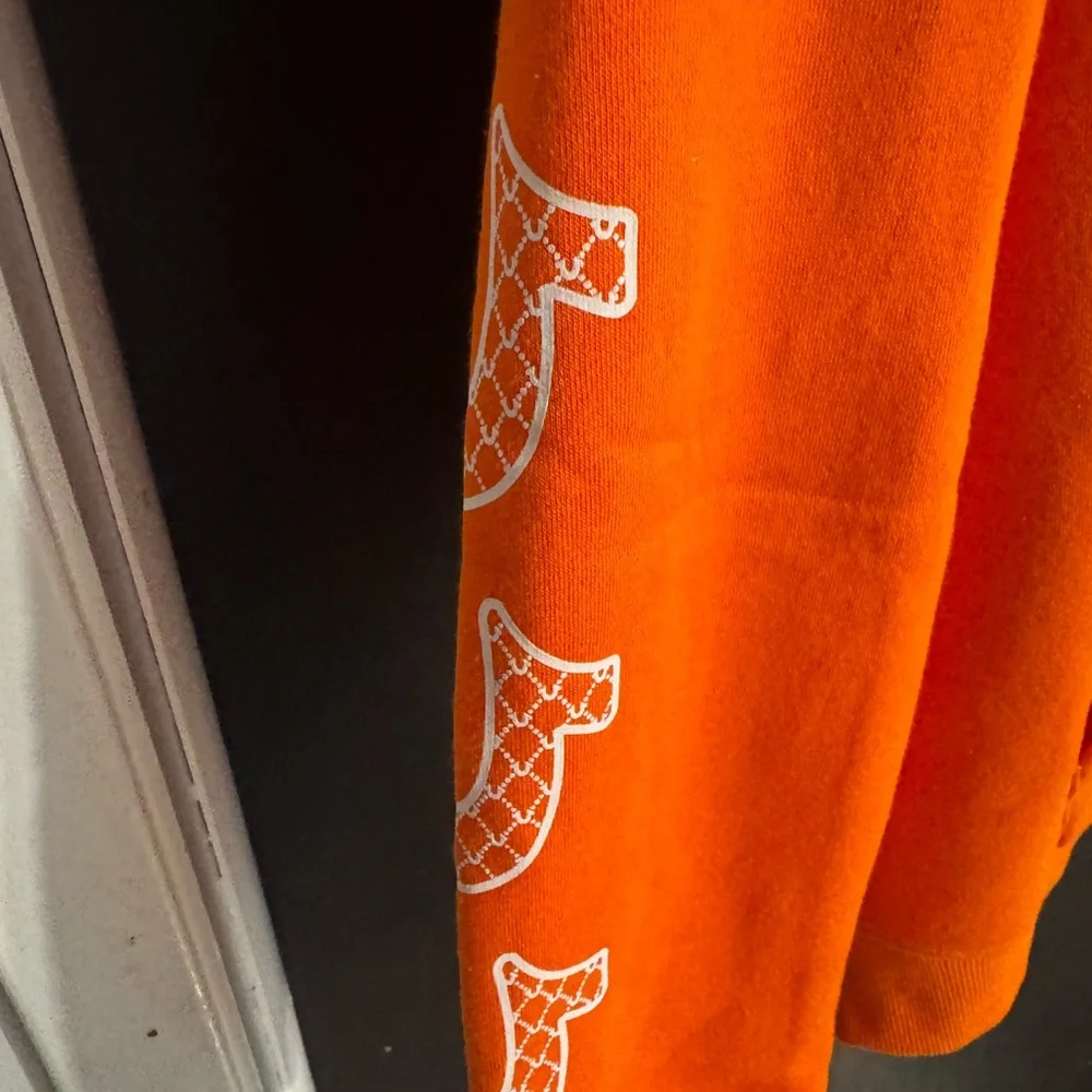 True Religion Bright Orange Logo Pullover Hoodie